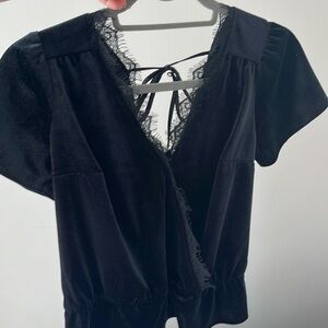 Abercrombi Black Velvet Open Back Top